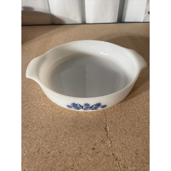 Anchor Hocking Fire King 429 BLUE Corn Flower 9" Round Pie Pan/CASSEROLE DISH - Picture 1 of 7